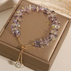 Purple Swarovski Beaded Bracelet